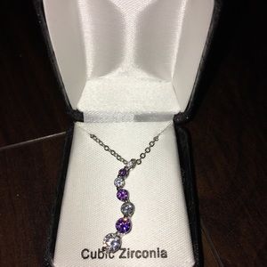 Purple gem and crystal necklace
